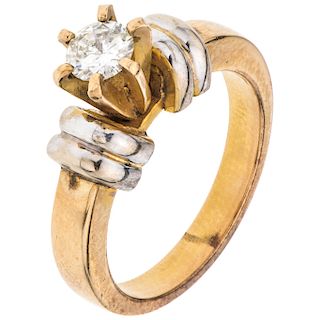 SOLITAIRE DIAMOND RING. 12K YELLOW GOLD