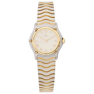 EBEL CLASSIC WAVE. STEEL AND 18K YELLOW GOLD. REF. E1157111.