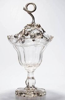 EUROPEAN CUT GLASS SWEETMEAT COMPOTE WITH COVER