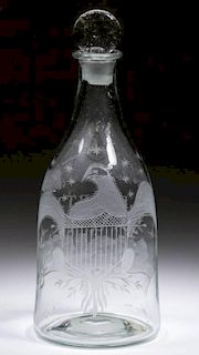 FREE-BLOWN AND ENGRAVED QUART DECANTER