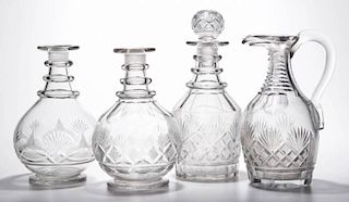 ASSORTED EARLY CUT QUART DECANTERS, LOT OF FOUR