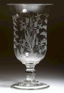 FREE-BLOWN AND ENGRAVED CELERY GLASS