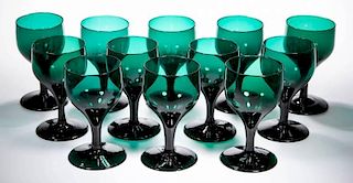 FREE-BLOWN COLORED WINE GLASSES, ASSEMBLED SET OF 12