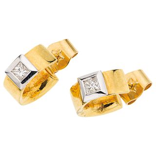 PAIR OF DIAMONDS EARRINGS. 18K YELLOW AND WHITE GOLD