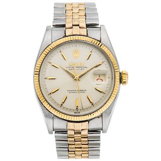 ROLEX OYSTER PERPETUAL DATEJUST. STEEL AND 14K YELLOW GOLD REF. 6605, CA. 1959