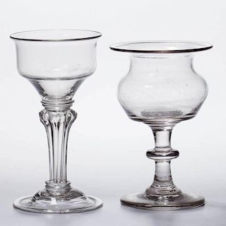 ENGLISH BLOWN SWEETMEAT / CHAMPAGNE GLASSES, LOT OF TWO