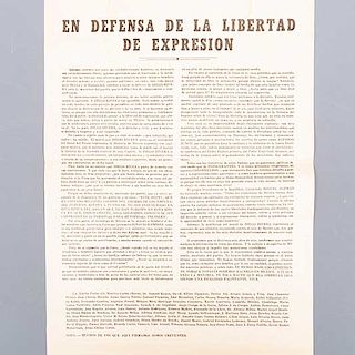 LOTE DE DOCUMENTO: En Defensa de la Libertad de Expresión. Firmantes: Emilio Portes Gil, Carlos Chávez, Siqueiros, Dr. Atl, entre otros