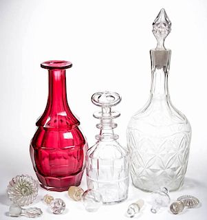 ASSORTED CUT DECANTERS, LOT OF THREE
