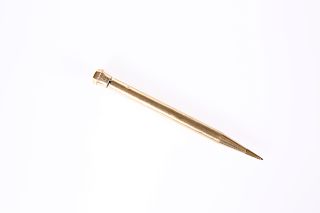 A 9ct GOLD "YARD-O-LED" PROPELLING PENCIL, the terminal eng