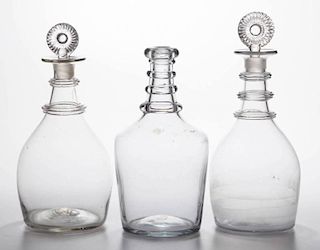 ASSORTED BLOWN-MOLDED DECANTERS, LOT OF THREE