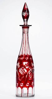 RUBY-STAINED AND CUT DECANTER