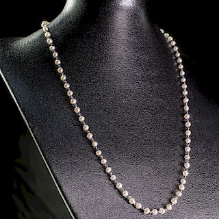 A SEED PEARL AND PLATINUM NECKLACE CHAIN, the uniform seed 