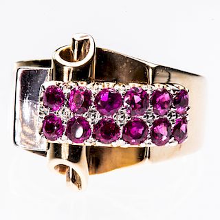 A 1970'S RUBY SET COCKTAIL RING, in Van Cleef and Arpels st