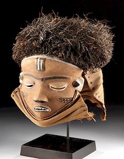 Early 20th C. African Pende Wood & Plant Fiber Mask