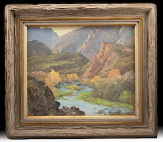Framed Bill Freeman Oil Painting of Canyon 1960s