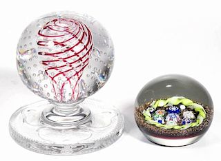 AMERICAN STUDIO ART GLASS PAPERWEIGHTS, LOT OF TWO