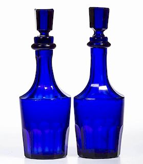 BLOWN AND CUT PAIR OF COLOGNE BOTTLES