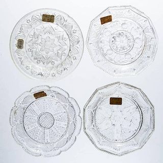 ASSORTED PRESSED GLASS CUP PLATES, LOT OF EIGHT