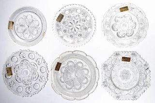 ASSORTED PRESSED GLASS CUP PLATES, LOT OF 12