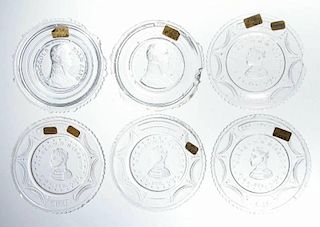 ASSORTED PRESSED GLASS HISTORICAL BUST CUP PLATES, LOT OF TEN