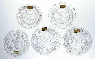 ASSORTED PRESSED GLASS EAGLE CUP PLATES, LOT OF TEN