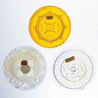 ASSORTED PRESSED GLASS CUP PLATES, LOT OF THREE