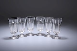 A SET OF SIX 19TH CENTURY SLICE-CUT PORT GLASSES, with poli