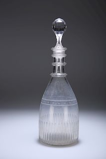 A LATE 18th CENTURY IRISH CUT-GLASS GIN DECANTER, of mallet