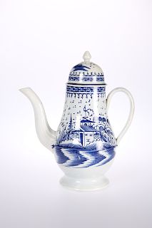 A STAFFORDSHIRE PEARLWARE COFFEE POT, c. 1820, ATTRIBUTED T