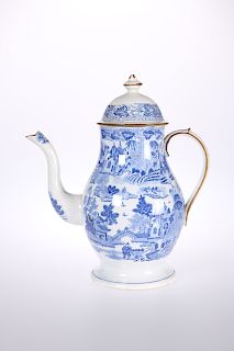 A STAFFORDSHIRE PEARLWARE COFFEE POT, c. 1820, of baluster 