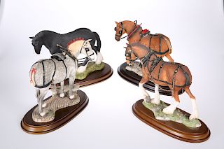 FOUR COUNTRY ARTISTS MODELS OF HEAVY HORSES, including "Suf
