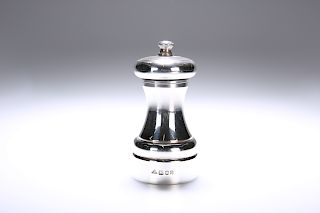 A SILVER PEPPER GRINDER, J.A. CAMPBELL, LONDON 1987, of cap