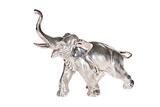 A LARGE SILVER FILLED MODEL OF AN ELEPHANT, CAMELOT SILVERW