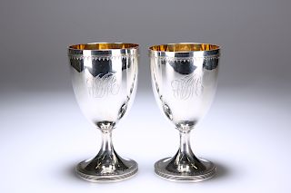A PAIR OF GEORGE III SILVER GOBLETS, HENRY CHAWNER, LONDON 