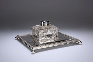 A VICTORIAN SILVER INKSTAND, LONDON 1880, maker possibly Ge