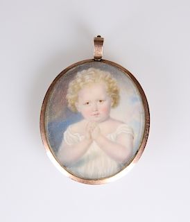 ENGLISH SCHOOL, 19th CENTURY, A PORTRAIT MINIATURE OF YOUNG