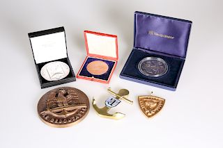 A GROUP OF MEDALS AND INSIGNIA, including cased Queen Victo