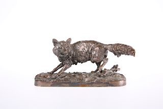 A BRONZE OF A FOX, LATE 19TH/EARLY 20TH CENTURY, after P.J.