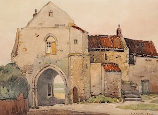 FRED LAWSON (1888-1968), OLD BUILDING, signed and dated 191