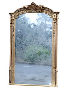 A LARGE FRENCH GILT-GESSO PIER MIRROR, 19TH CENTURY, the ar