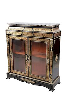 A GILT-METAL MOUNTED, EBONISED AND "BOULLE" MARQUETRY CABIN