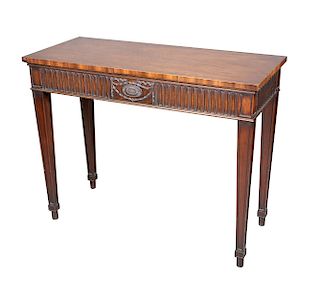 AN ADAM REVIVAL MAHOGANY CONSOLE TABLE, raised on square se