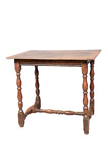 A LATE 17TH CENTURY OAK SIDE TABLE, raised on baluster legs