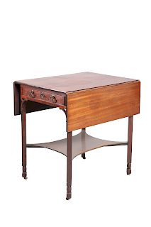 A CHIPPENDALE PERIOD MAHOGANY PEMBROKE TABLE, with drop lea