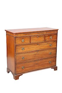A REGENCY MAHOGANY CHEST OF DRAWERS WITH HINGED TOP, with r