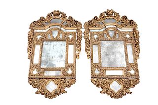 A HANDSOME PAIR OF BAROQUE REVIVAL GILTWOOD MIRRORS, with l