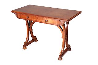 A VICTORIAN MAHOGANY WRITING TABLE, IN THE MANNER OF GILLOW