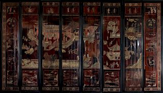 8 Panel Chinese Screen Mounted As Doors.