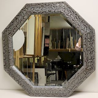 Possibly Karl Springer Vintage Snakeskin Mirror .