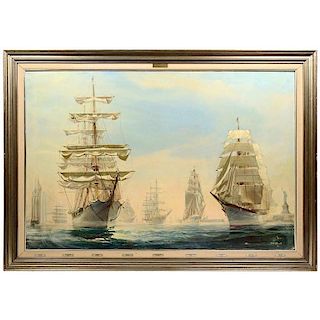 Kipp Soldwedel Operation Sail New York Harbor Oil Painting1976